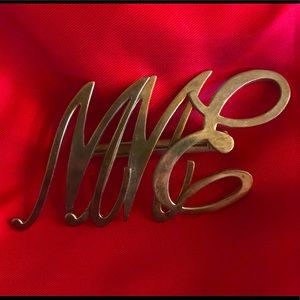 M M E gold monogram brooch v i n t a g e
